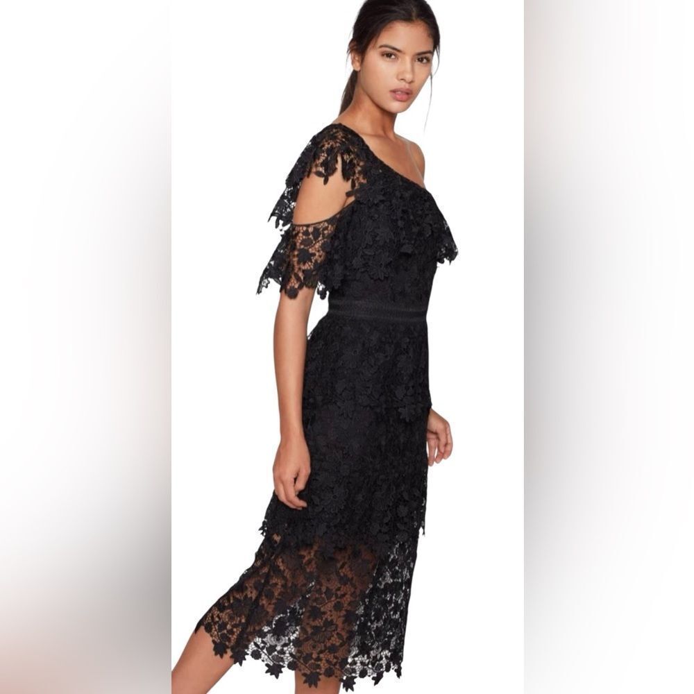 JOIE Black Sheer Lace BELISA One Shoulder Dress Size 8